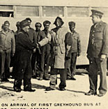 first Greyhound bus at Jacquot’s post, (Burwash Landing)