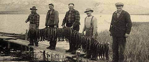 Civilian contractors with their catch, Teslin area.