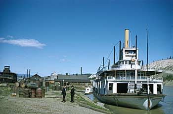 Sternwheelers on the Yukon River in Whitehorse. 1948. 