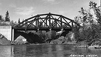 Steel bridge over the Aishihik River