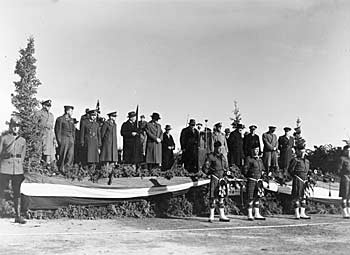ceremony transferring the Alaska Highway from the U.S. Army to the Canadian Army.