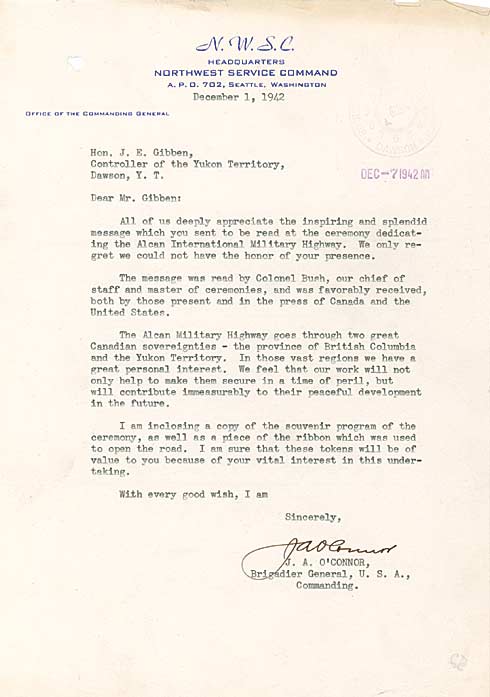 Letter to J.E. Gibben