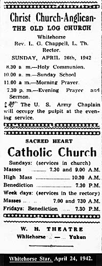 newspaper notice for church services