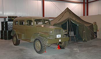 The 1942 Dodge Carryall power wagon was accurately restored by the donor before coming to the Yukon Transportation Museum.
