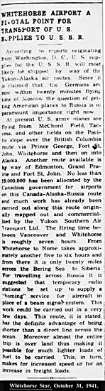 Article on Whitehorse Airport