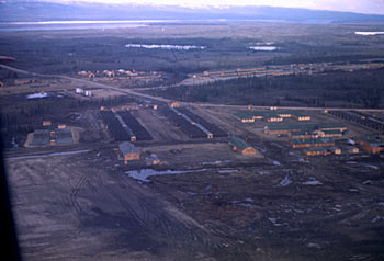 Camp Canol, Northwest Territories as seen from the air, May 1944.