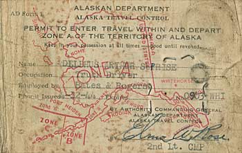 Permit for Zone A of the Territory of Alaska