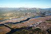 Aerial view of Whitehorse airport with downtown Whitehorse in the background.